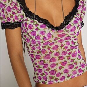 Kimchi Blue Blake Puff Sleeve Mesh Top